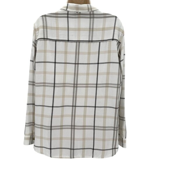 Jachs Girlfriend Womens Cream Plaid Button-Down Shirt Size M Rayon/Polyester - Picture 3 of 8